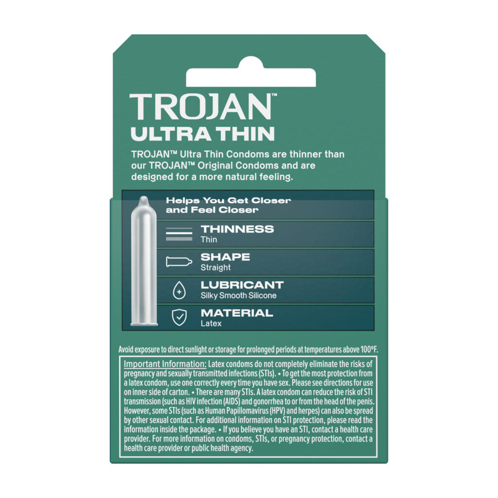 Trojan Sensitivity Ultra Thin Lubricated Condoms - Ultra Thin Design for Natural Feel - 3 Pack