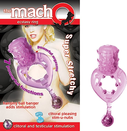 Nasstoys Macho Ecstasy Ring – Stretchy Vibrating Cockring with Clitoral Ticklers – Purple