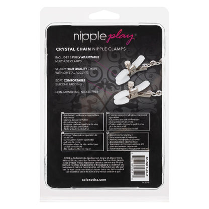CalExotics Nipple Play Crystal Chain Nipple Clamps – Adjustable with Crystals – White