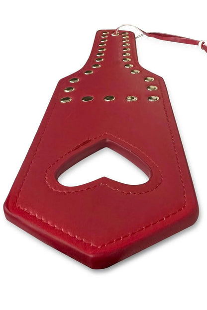Mapale Premium Faux Leather Spanker with Studs and Heart Detail – Red