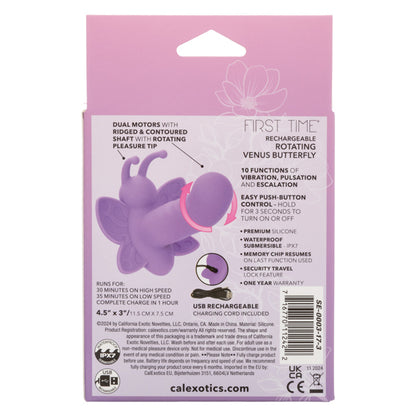 CalExotics First Time Rotating Venus Butterfly – Purple – 10 Function Butterfly Stimulator