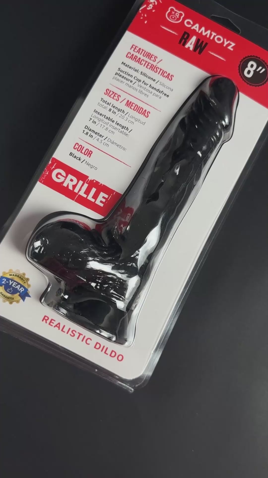 Camtoyz Raw Grille Realistic Dildo with Suction Cup – Black