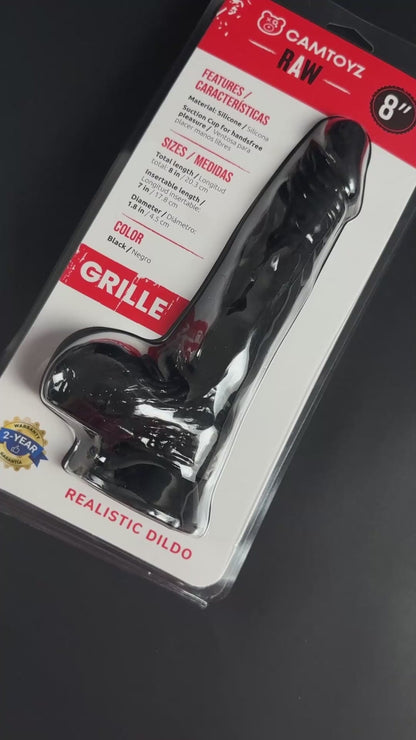 Camtoyz Raw Grille Realistic Dildo with Suction Cup – Black