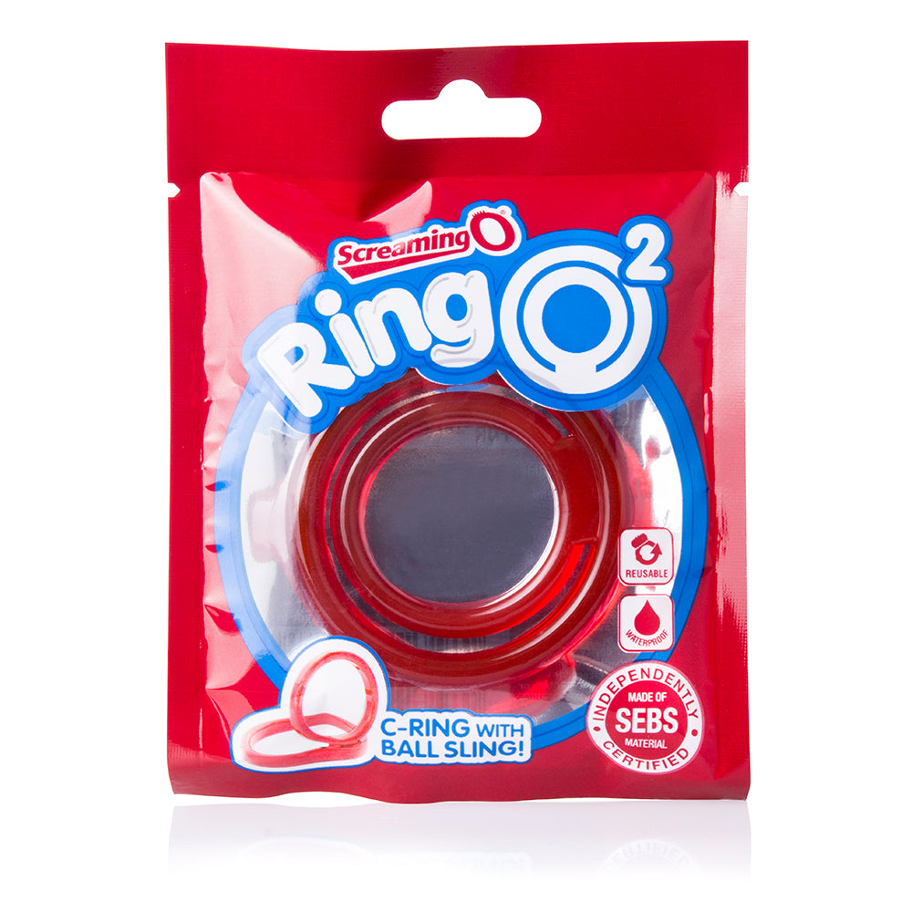 Screaming O RingO 2 Double Erection Ring with Testicle Support – Red
