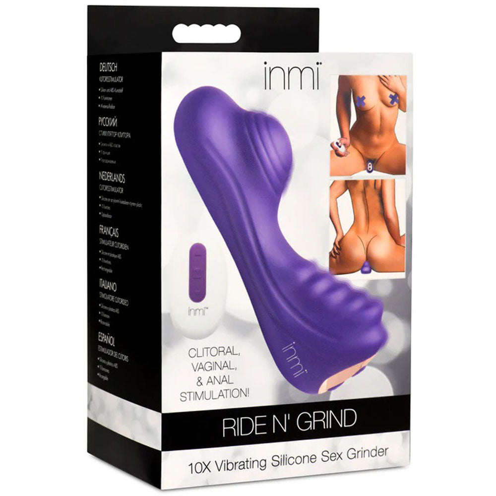 XR Brands Vibrating Silicone Grinder - Purple - Dual Motor with Remote Control