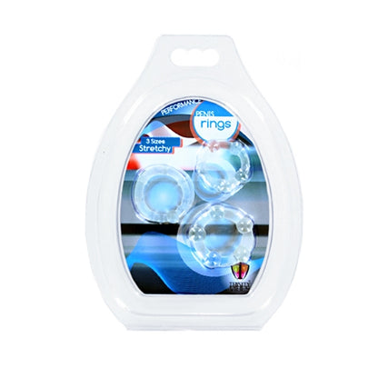 XR Brands Performance Penis Ring Set of 3 - Clear - Stretchable with Unique Bumps