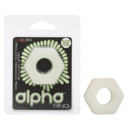 CalExotics Alpha Glow-in-the-Dark Liquid Silicone Prolong Sexagon Ring – White