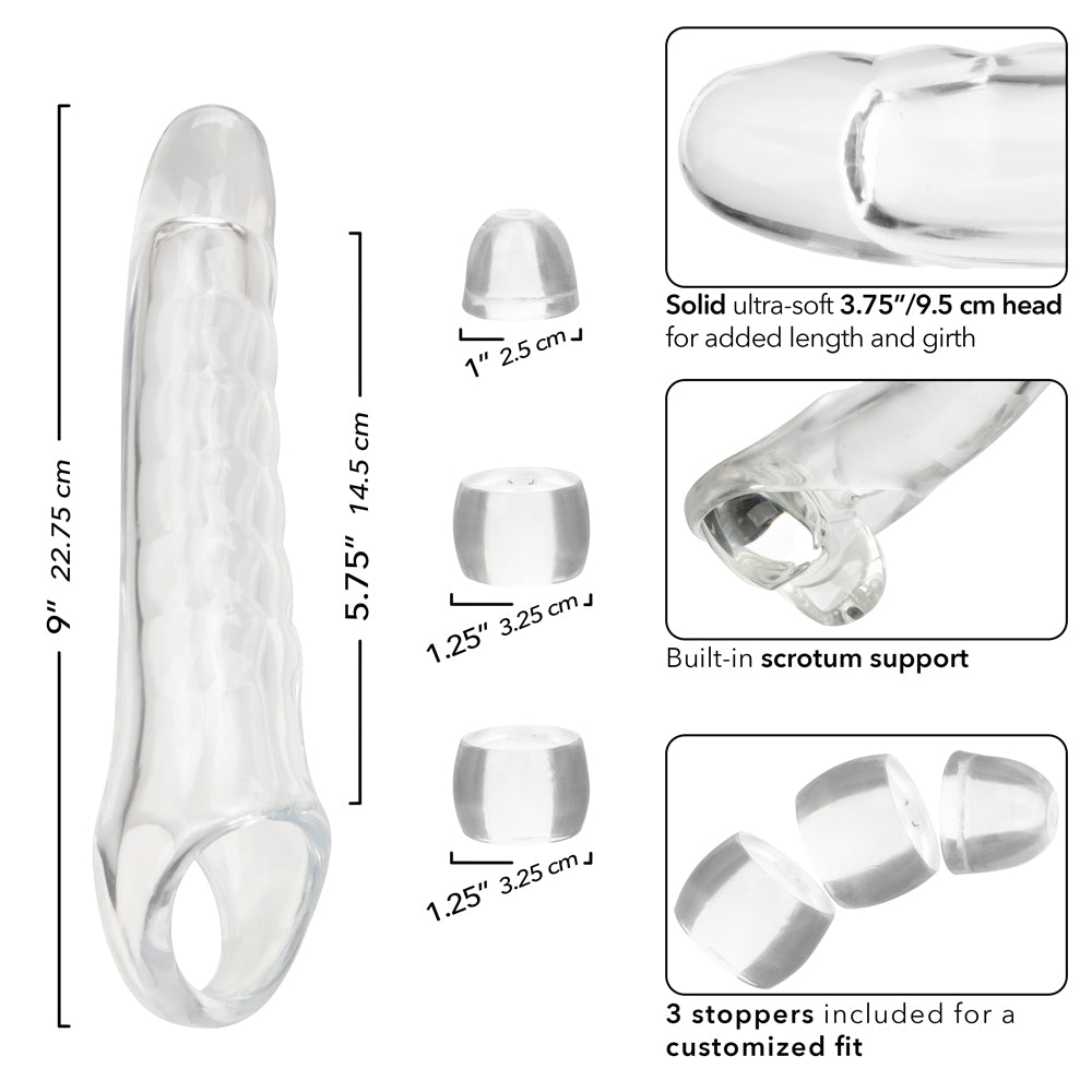 CalExotics Performance Maxx Clear Extension Kit – Clear, 3.75" Head, Body-Safe Material