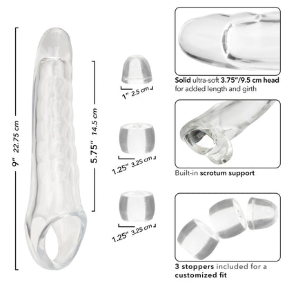 CalExotics Performance Maxx Clear Extension Kit – Clear, 3.75" Head, Body-Safe Material