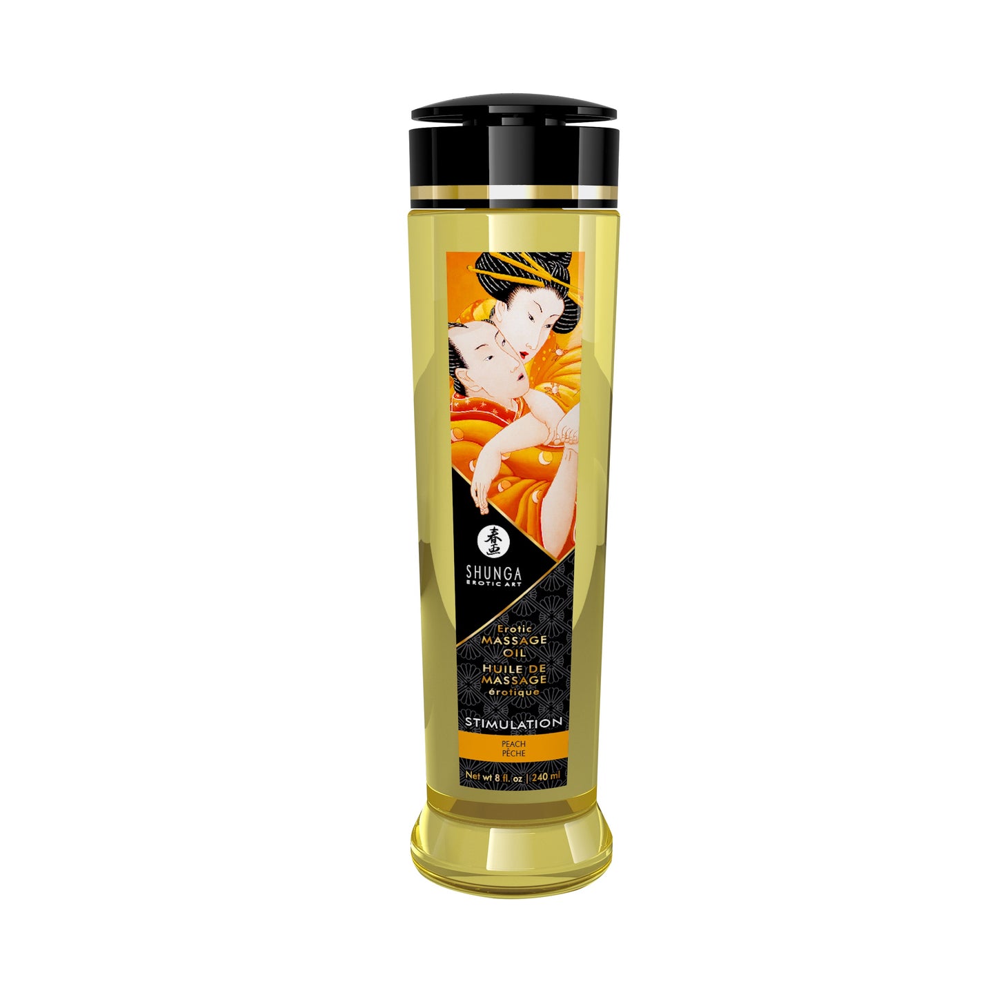 Shunga Erotic Massage Oil - Stimulation - Peach - 8 Fl. Oz.