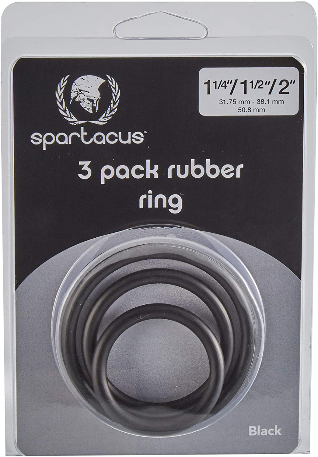 Spartacus Rubber Cock Ring Set – Black – 3 Rings with Various Sizes