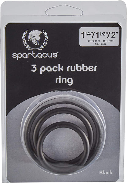 Spartacus Rubber Cock Ring Set – Black – 3 Rings with Various Sizes