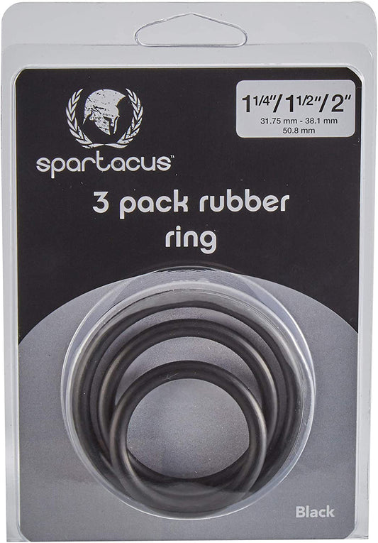 Spartacus Rubber Cock Ring Set – Black – 3 Rings with Various Sizes