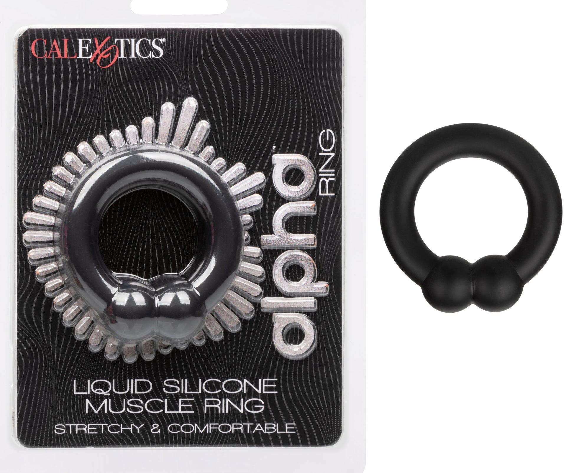 CalExotics Alpha Liquid Silicone Muscle Ring – Black – Enhancer Ring