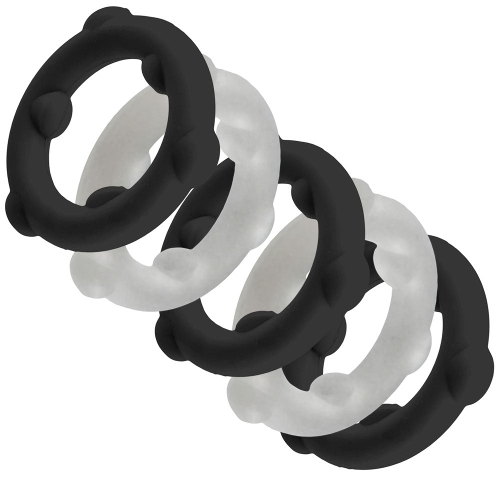Oxballs Gearheads 5 Pack Spinner Rings - Black Vapor - Stretchy Silicone Cockrings