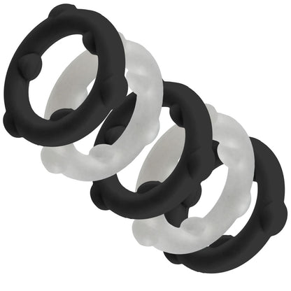 Oxballs Gearheads 5 Pack Spinner Rings - Black Vapor - Stretchy Silicone Cockrings