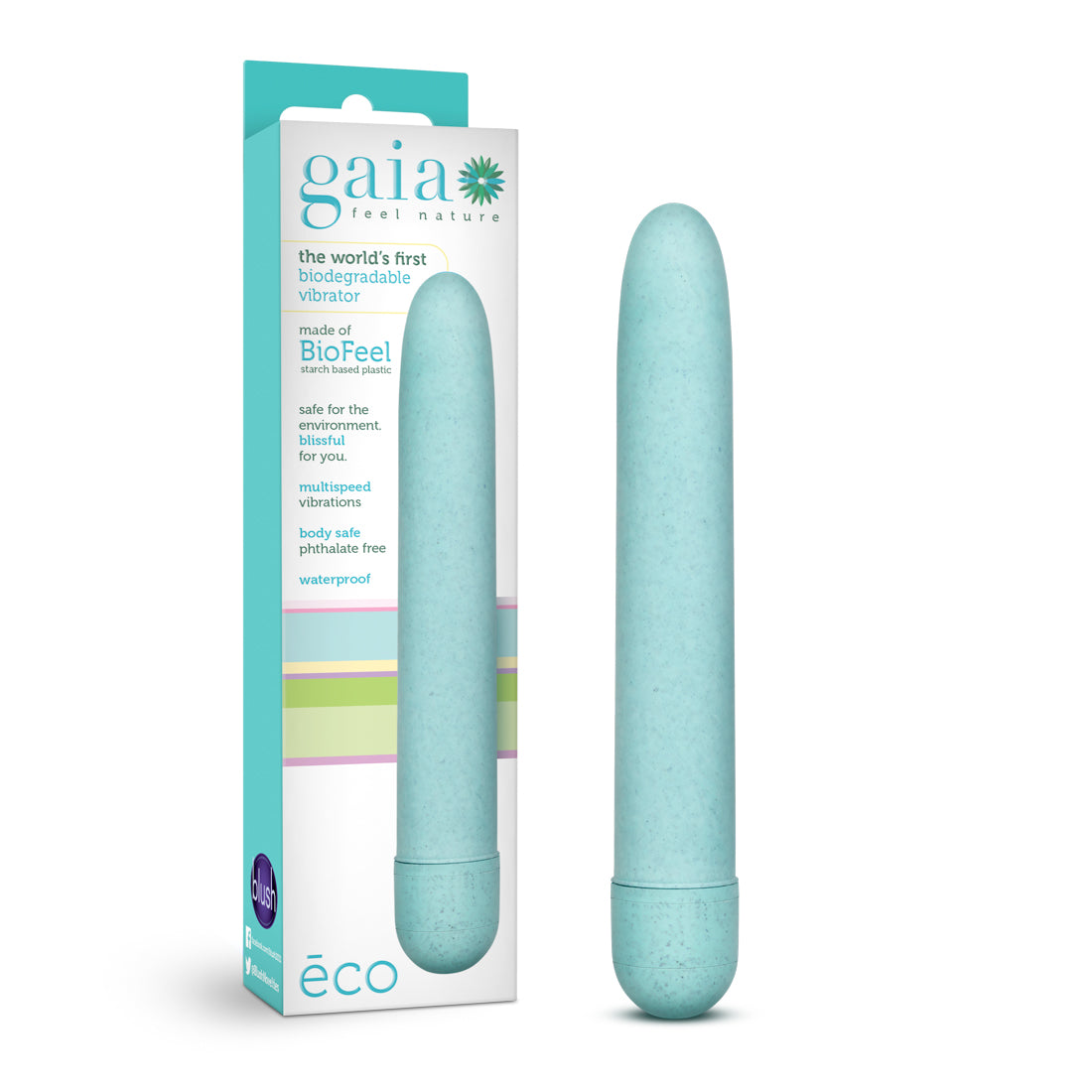 Gaia Eco Aqua Biodegradable Vibrator with Multi-Speed Functionality – Blue