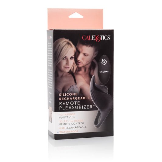 CalExotics Silicone Rechargeable Remote Pleasurizer – Vibrating Couple's Enhancer – Black