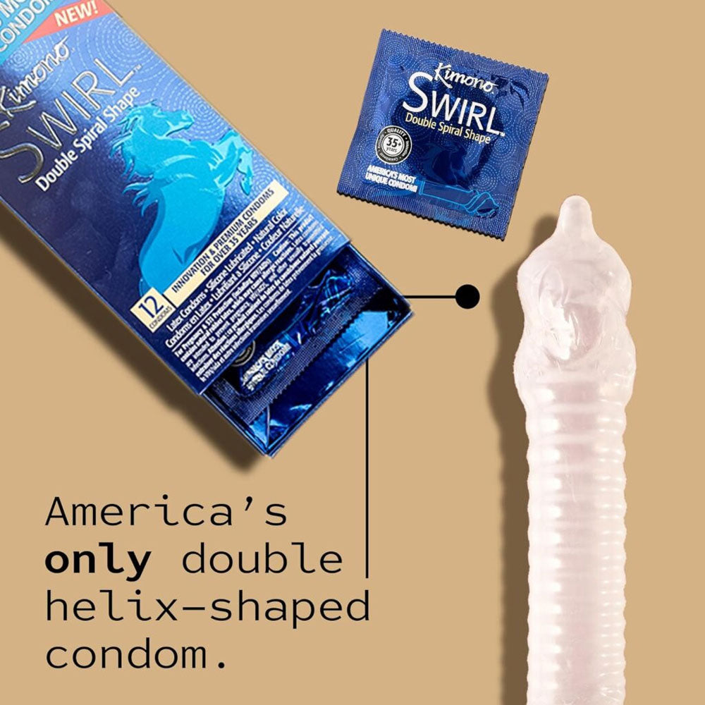 Kimono Swirl Condoms – Double Helix Shape – 3 Count
