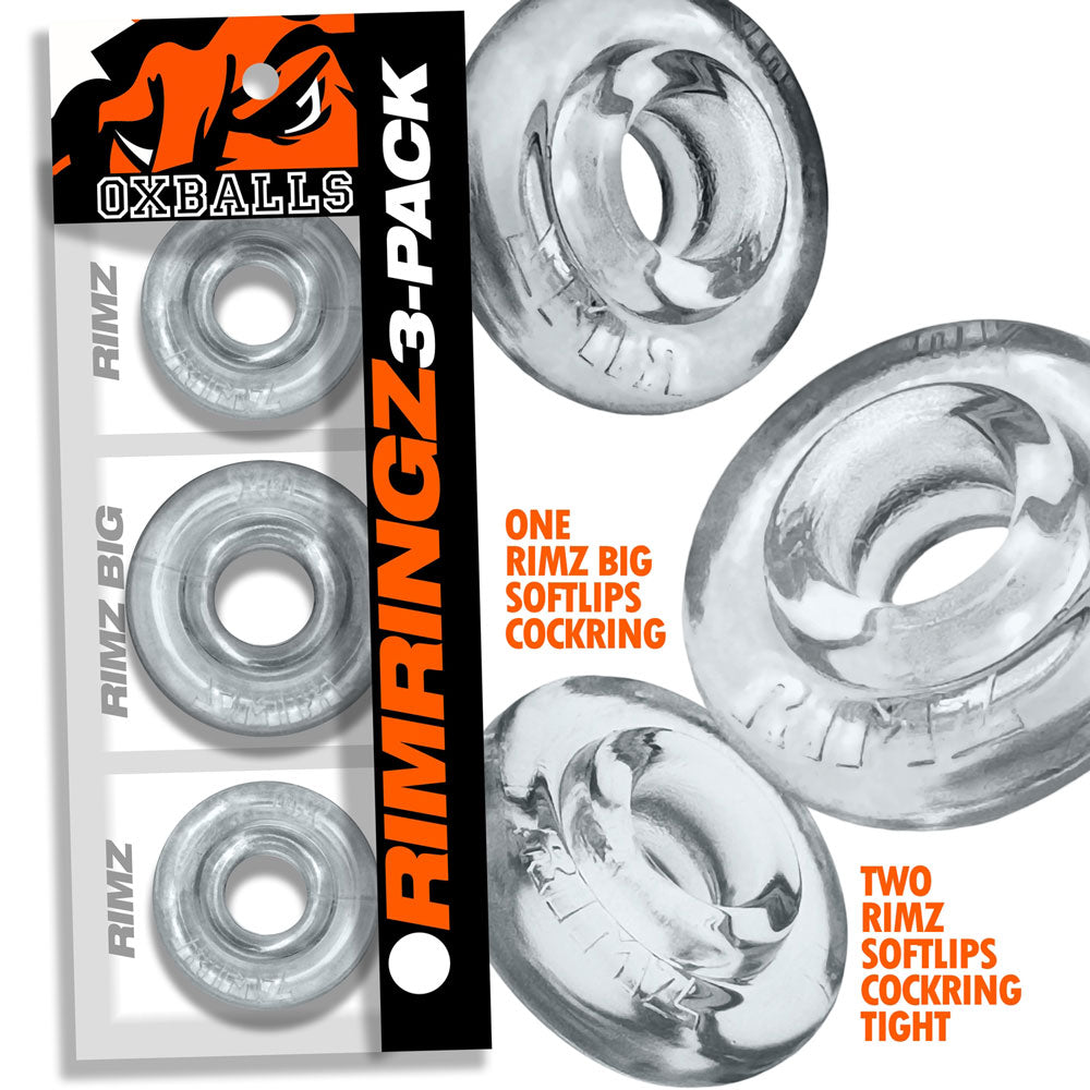 Oxballs Rimringz Multi Size 3 Pack Cockrings - Clear