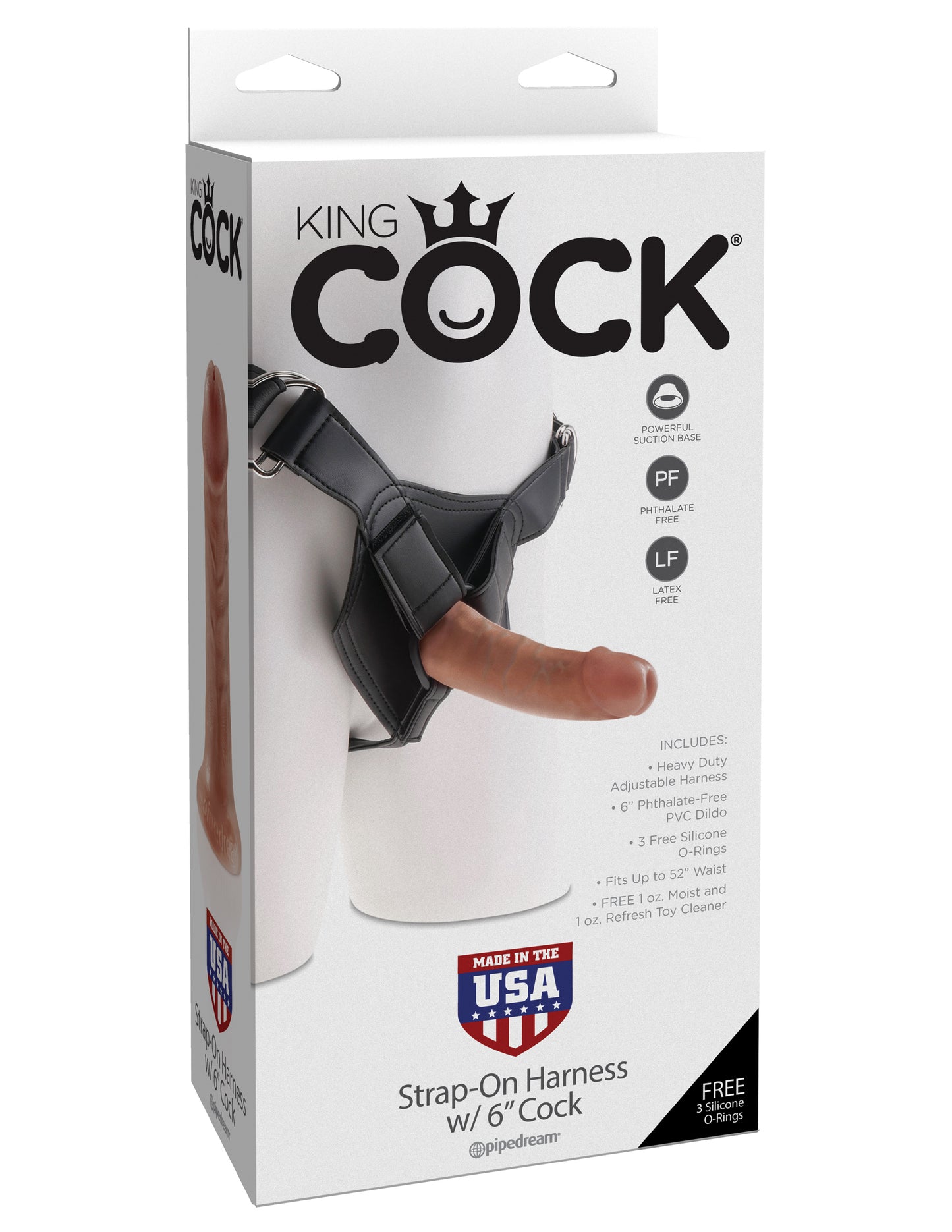 Pipedream King Cock Strap-On Harness with 6 Inch Cock - Tan