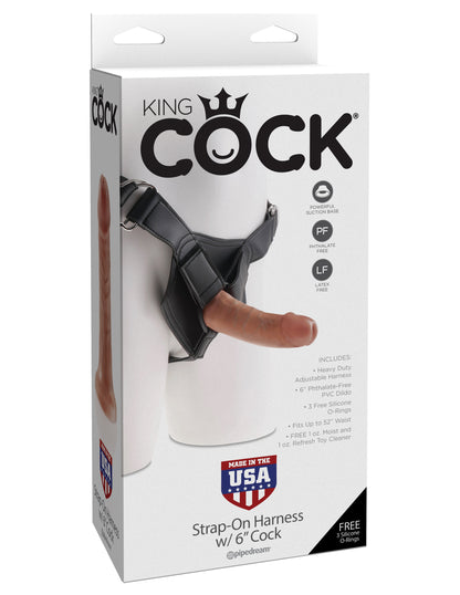 Pipedream King Cock Strap-On Harness with 6 Inch Cock - Tan