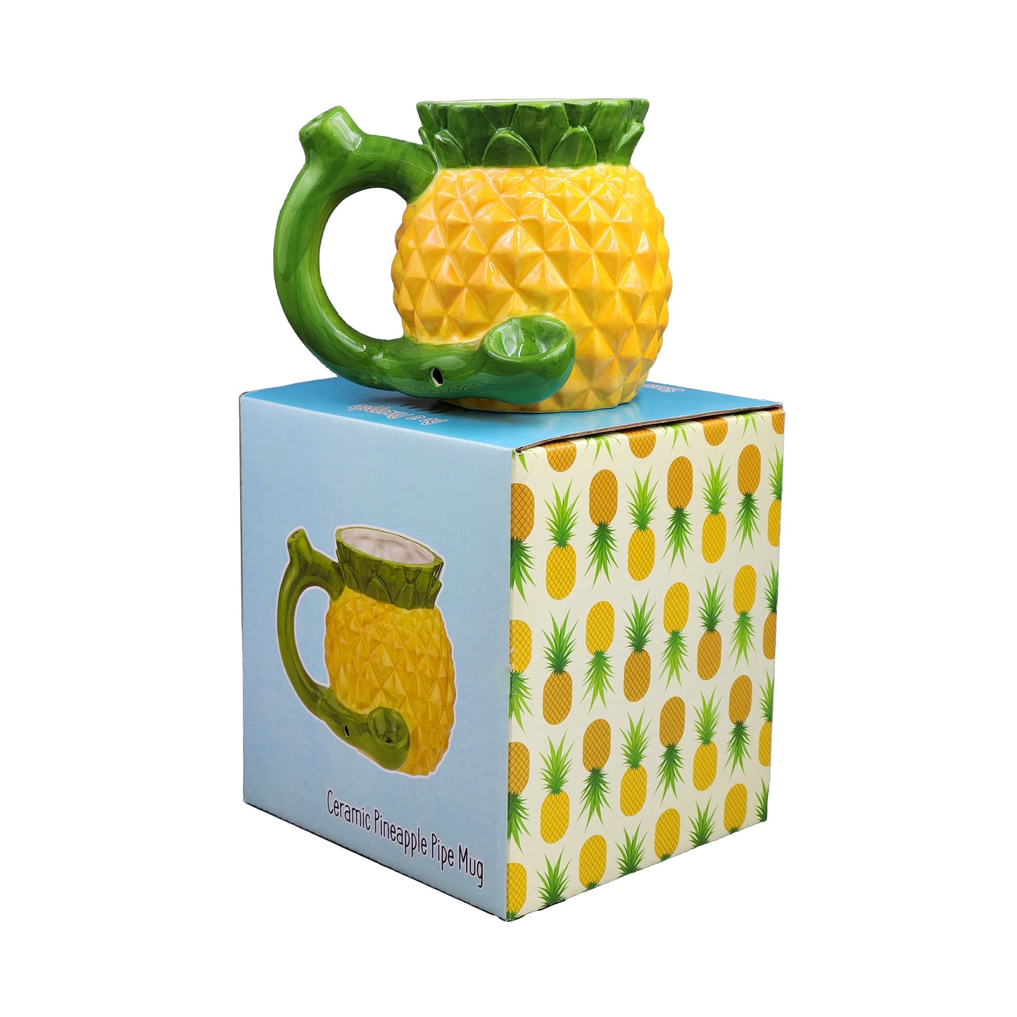 Fashioncraft Pineapple Mug with Pipe – Ceramic – Yellow and Green