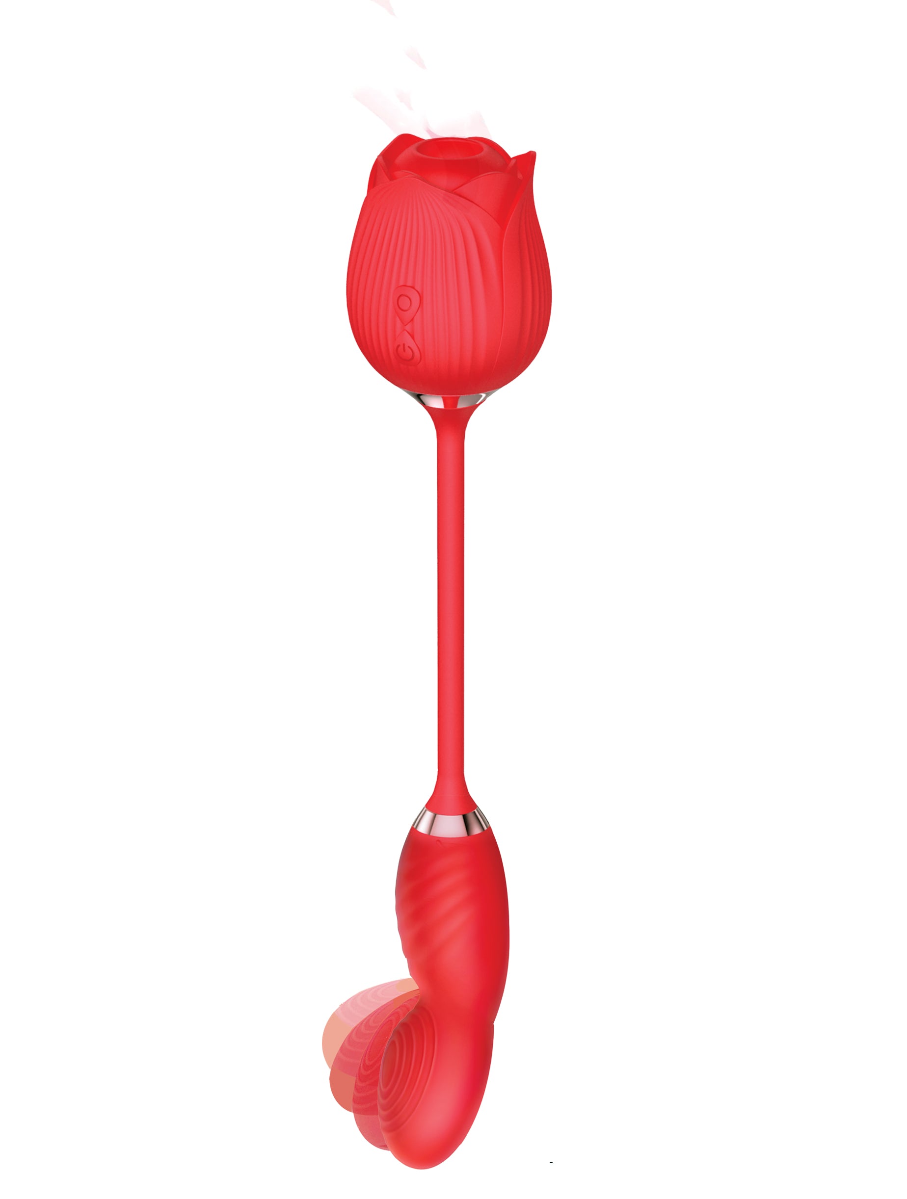 Icon Wild Rose Come Hither and Suction - G-Spot Vibrator with Suction - Red