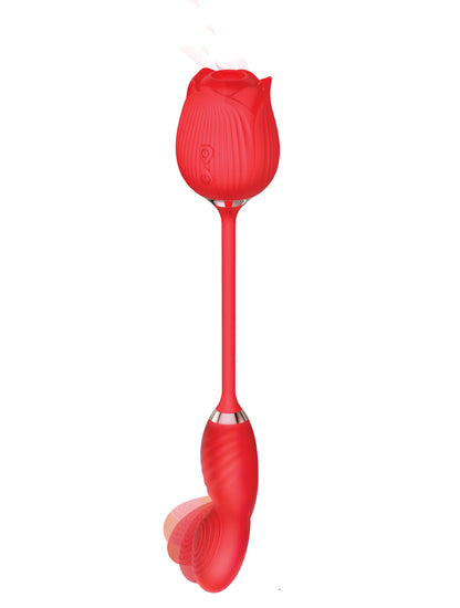 Icon Wild Rose Come Hither and Suction - G-Spot Vibrator with Suction - Red