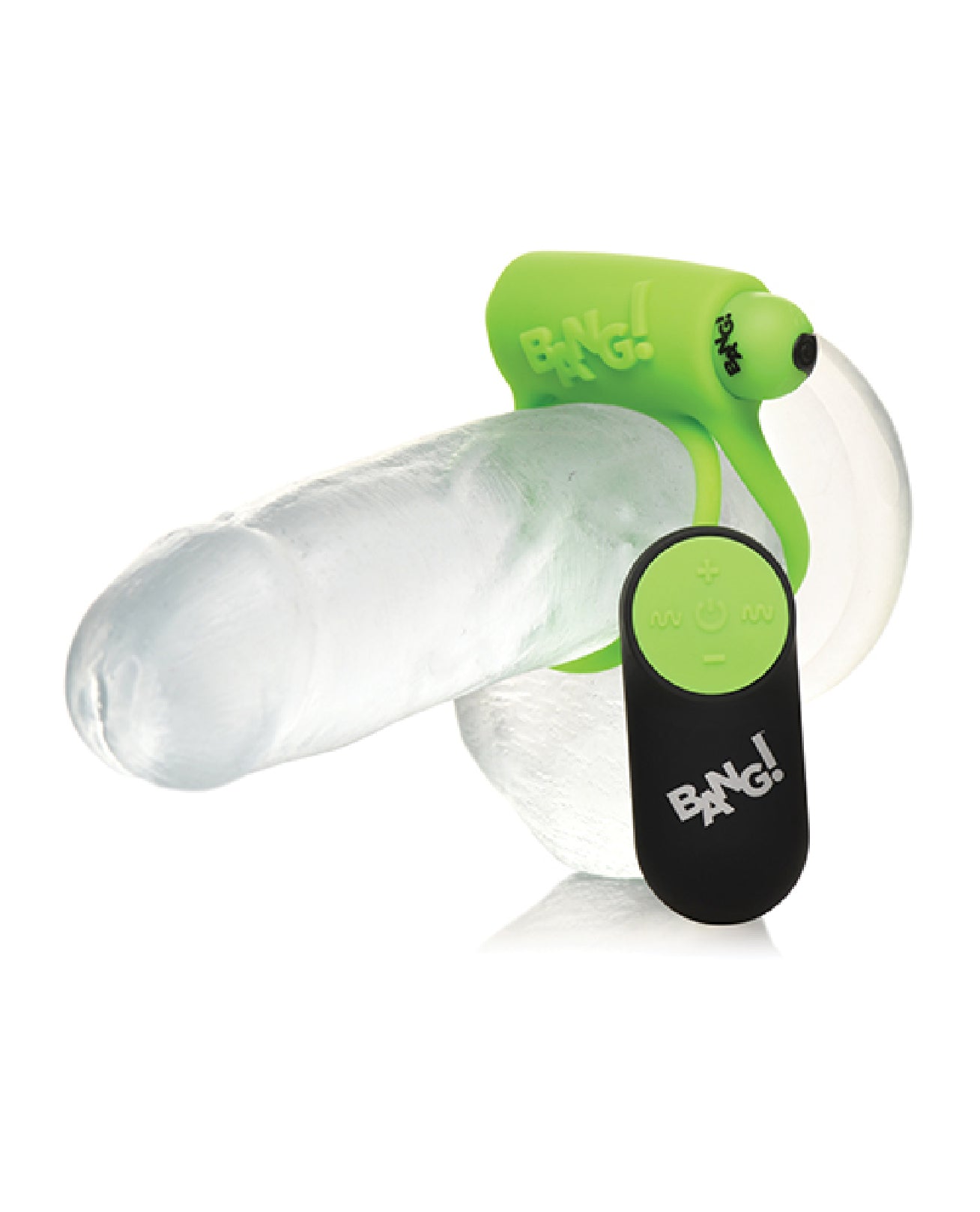 XR Brands Glow in the Dark Cock Ring – Green – USB Rechargeable, Waterproof, 28 Vibration Patterns