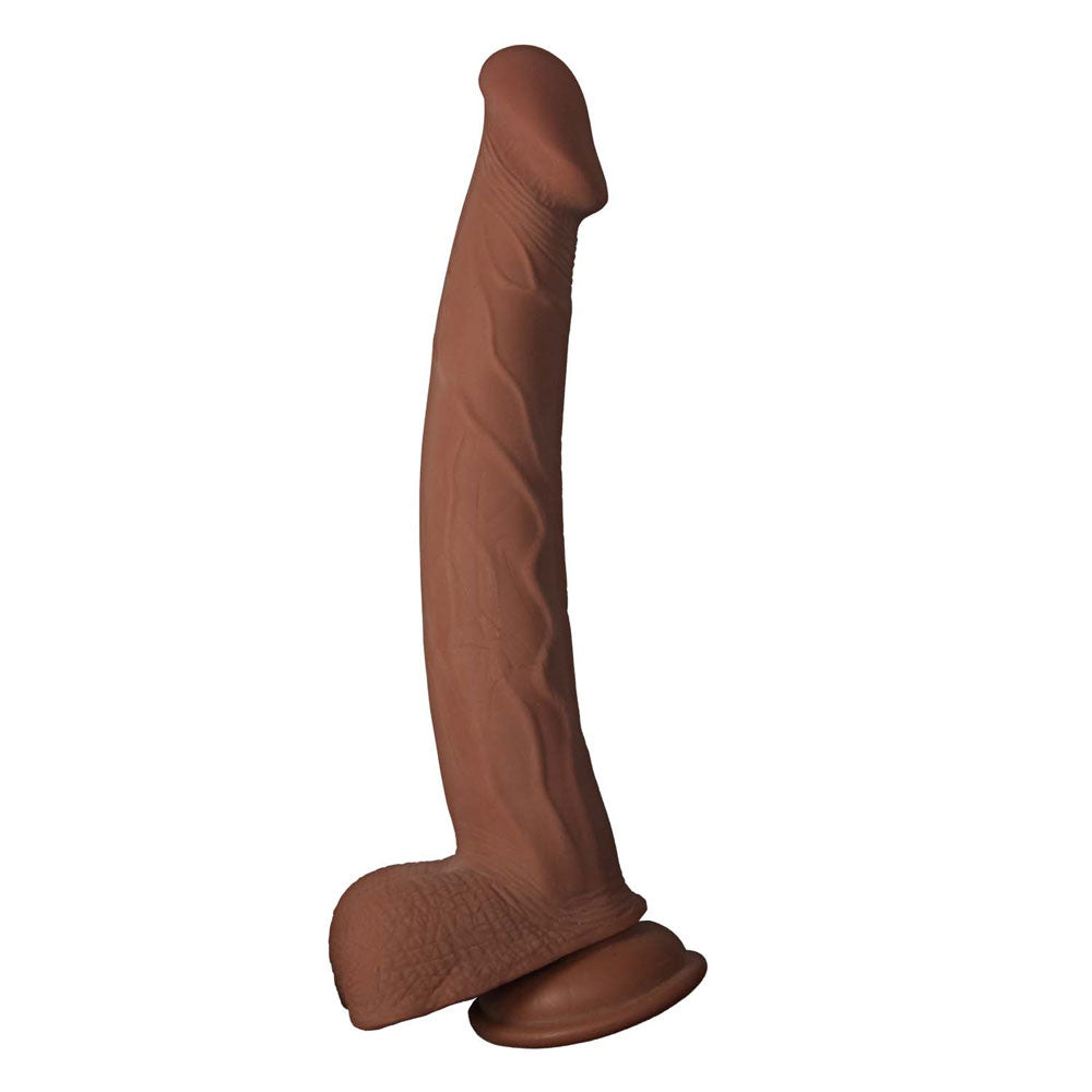 RealCocks Dual Layered 11" Dong with Suction Cup Base - Brown