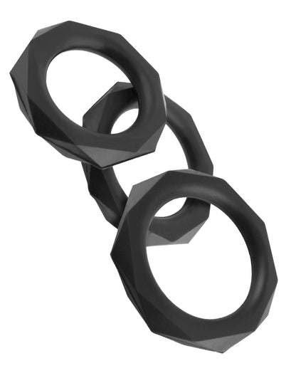 Fantasy C-Ringz Silicone Designer Stamina Set – Black – Erection Support Rings