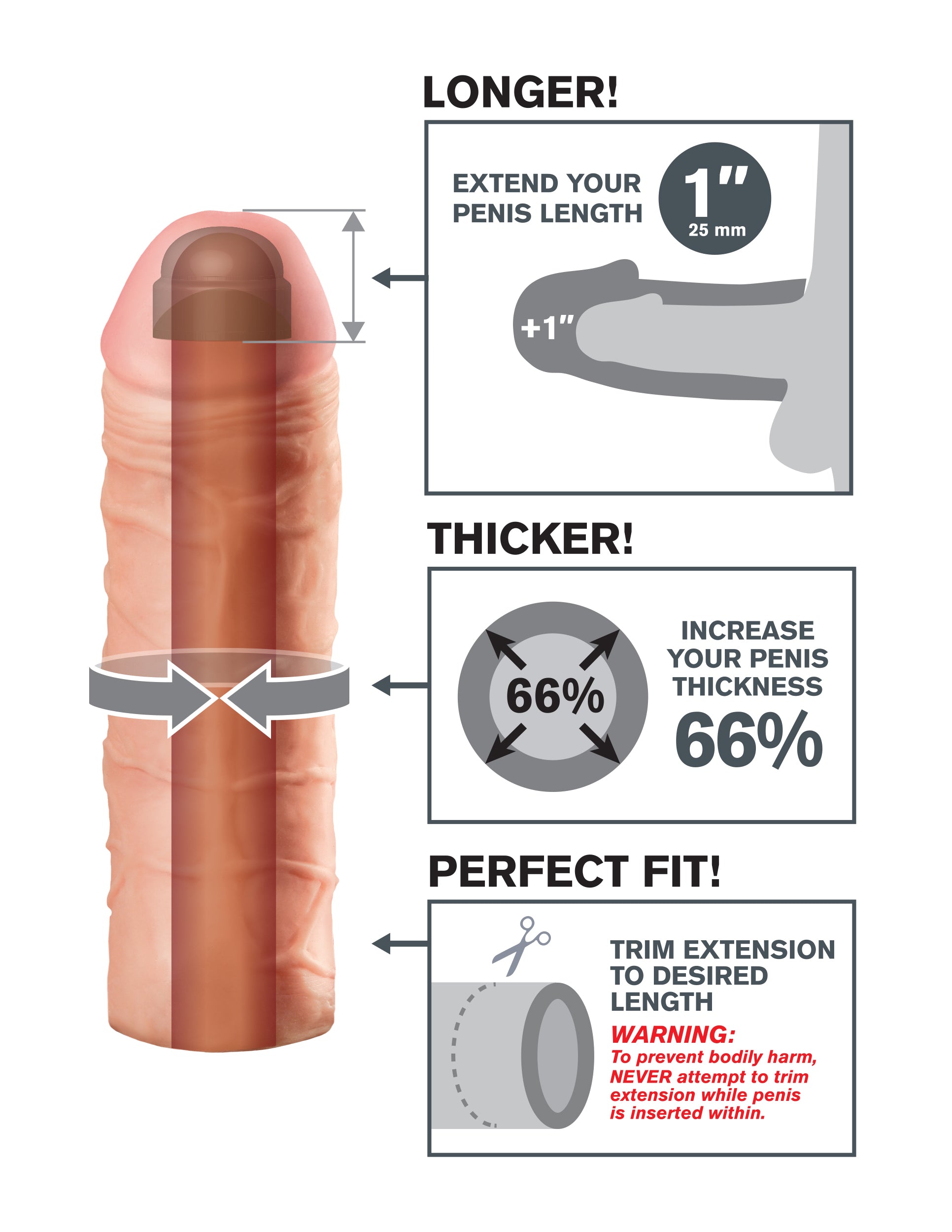 Pipedream Fantasy X-Tension Mega 1-Inch Extension – Beige