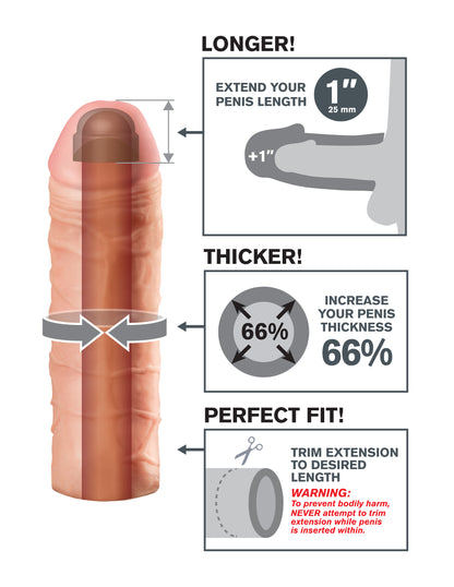 Pipedream Fantasy X-Tension Mega 1-Inch Extension – Beige