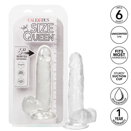 CalExotics 6-Inch Size Queen Realistic Dildo with Suction Cup - Clear