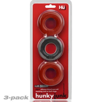 Hunkyjunk HUJ3 C-Ring 3-Pack - Cherry / Ice - Versatile Stretchable Rings