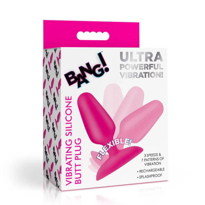XR Brands Flexible Vibrating Silicone Butt Plug - Pink - 3 Speeds, 7 Patterns
