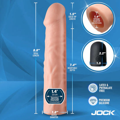 Curve Toys Jock Vibrating Penis Extension Sleeve - White - Realistic and Textured