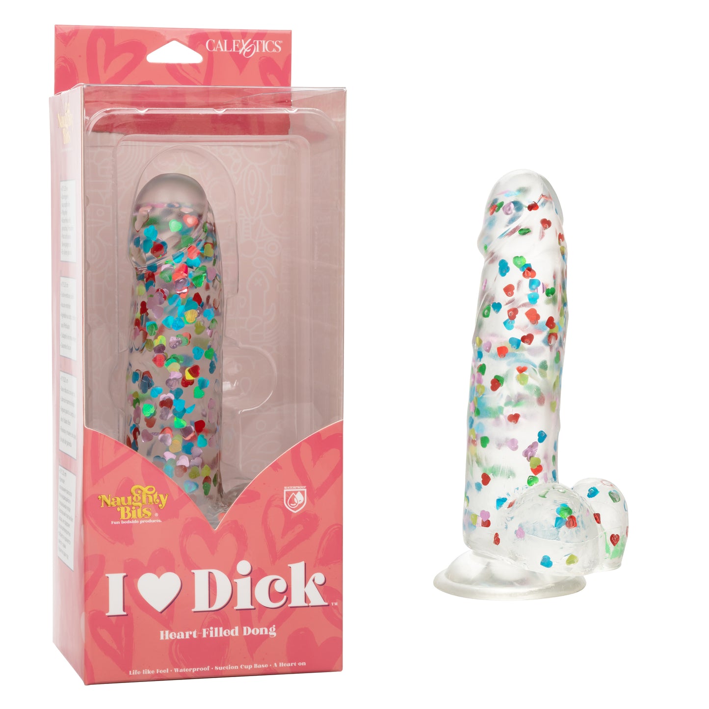 CalExotics Naughty Bits I Love Dick Heart-Filled Dong – 6" Pink