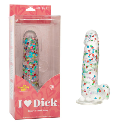 CalExotics Naughty Bits I Love Dick Heart-Filled Dong – 6" Pink