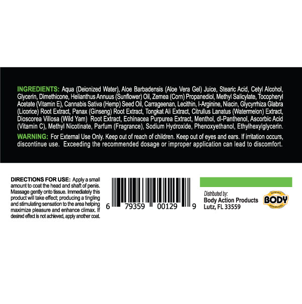 Body Action Hempleasure for Men Sample Packet – Infused with Hemp Seed Oil
