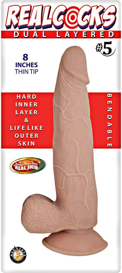 Nasstoys Realcocks Dual Layered #5 – Flesh Color Realistic Bendable Dildo with Suction Cup