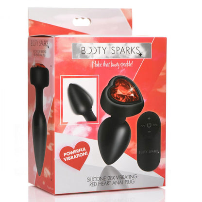 XR Brands 28x Silicone Vibrating Anal Plug with Remote – Red