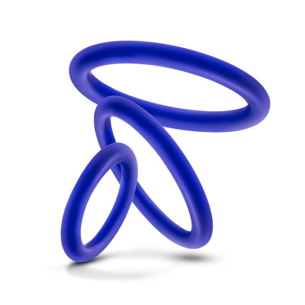 Blush Performance Vs4 Pure Premium Silicone Cockring Set – Indigo – 3 Sizes