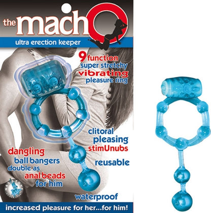 Nasstoys Macho Ultra Erection Keeper Cock Ring with Vibrating Clitoral Stimulators – Blue