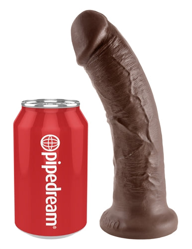 King Cock 8-Inch Dildo with Realistic Design and Suction Cup Base - Brown