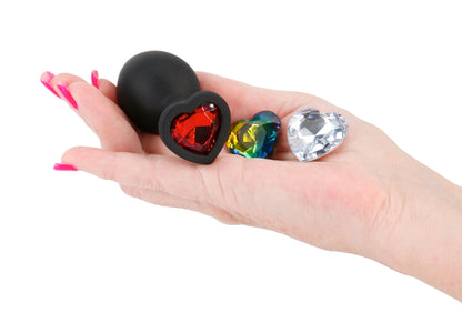 Glams Xchange Heart Medium Accessory with Interchangeable Gems - Black