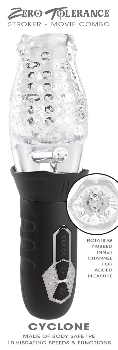 Evolved Novelties Cyclone Rechargeable Spinning Stroker – Clear/Black