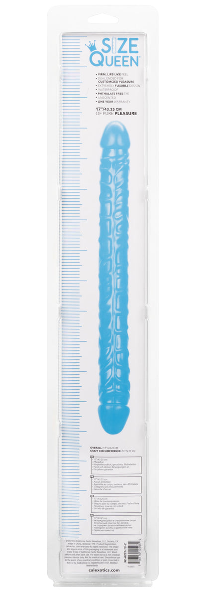 CalExotics Size Queen 17" Dual-Ended Dong - Blue