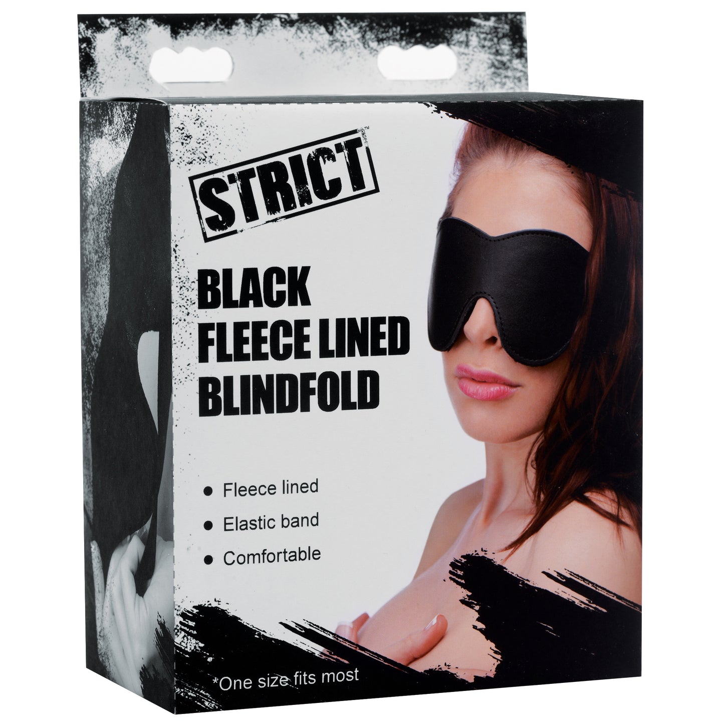 XR Brands Black Fleece Lined Blindfold – Comfortable No-Peek Design